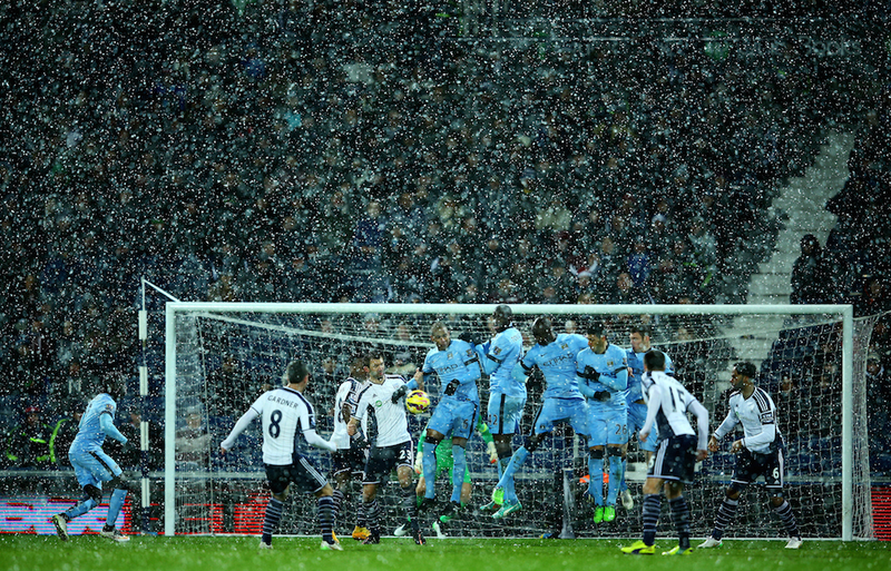 Illustration for article titled West Brom And Manchester City Played In A Real-Life Snow Globe Today